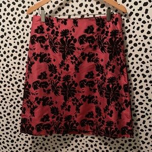 French connection magenta silk flocked skirt